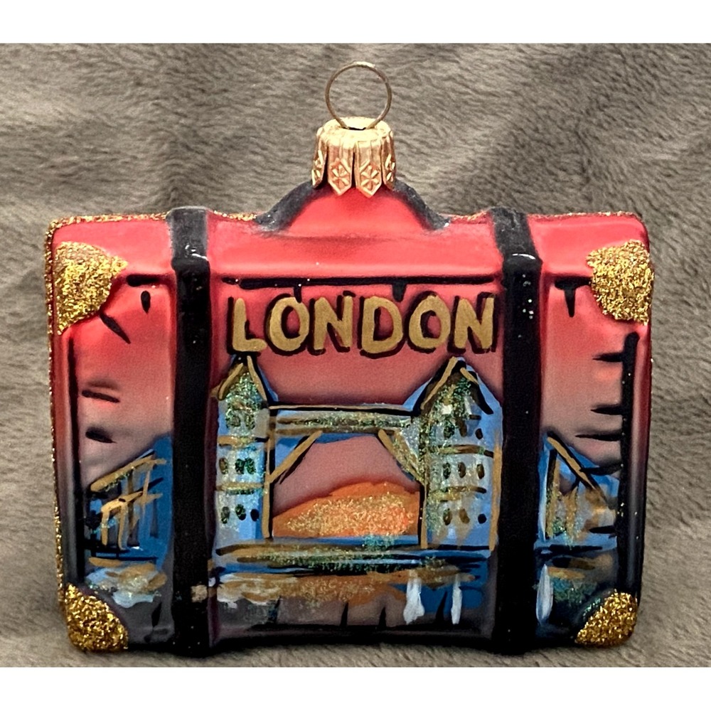 Nordstrom at Home LONDON ENGLAND Travel SUITCASE Poland GLASS Christmas ORNAMENT